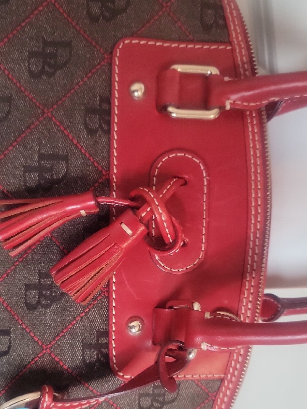 Dooney & Bourke Satchel with Red Leather Trim - Picture 3 of 11